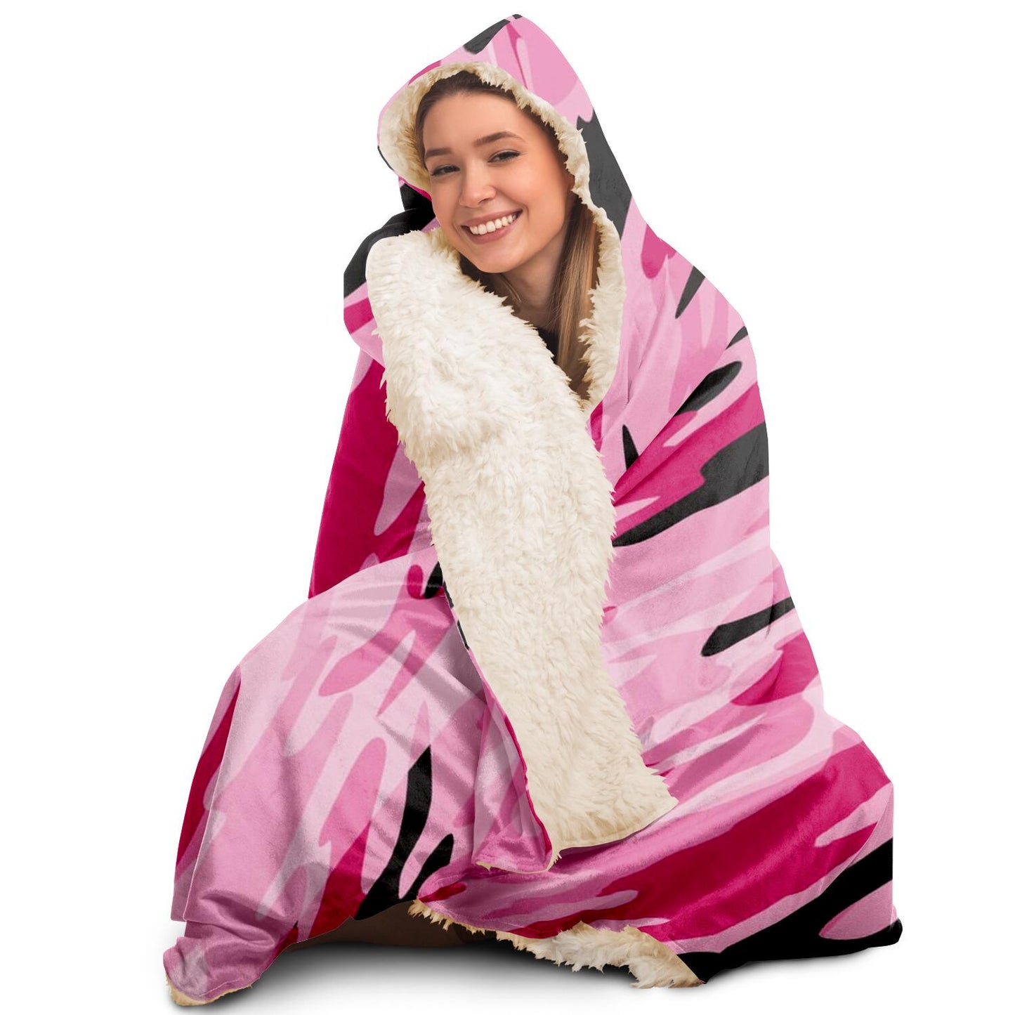 Pink-Camo Hooded Blanket