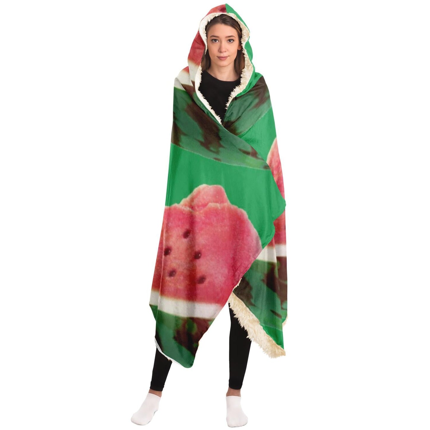 Watermelon Pattern Hooded Blanket