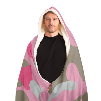 Dark Pink Camo Hooded Blanket