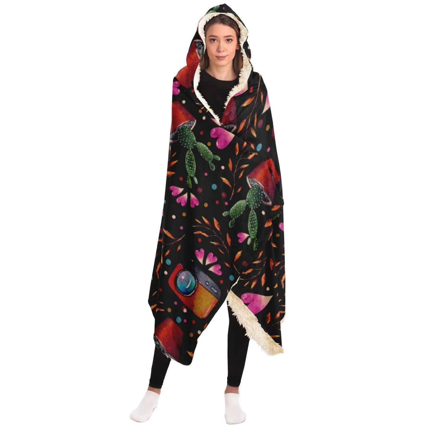 Photography Pattern Hooded Blanket