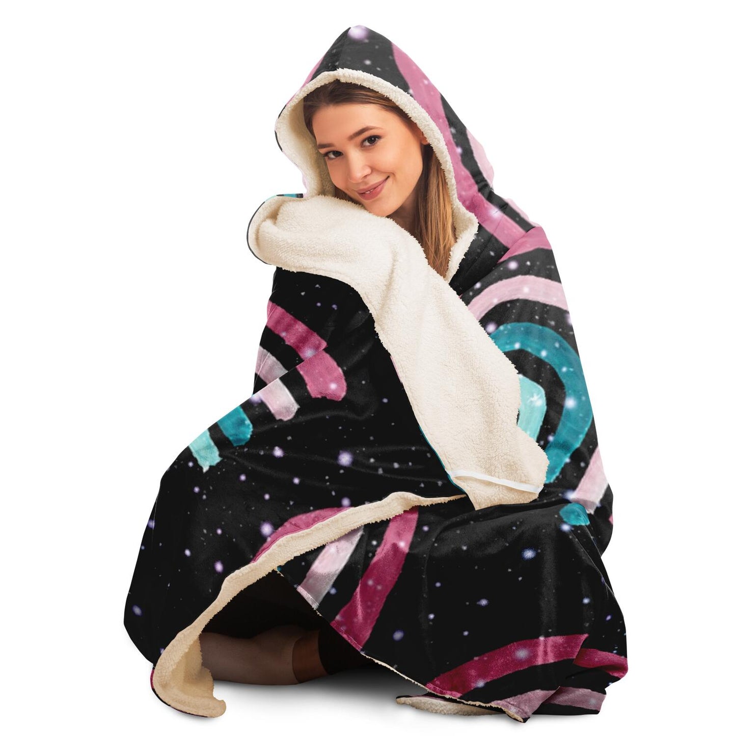 Cosmic Rainbow Night Dream Hooded Blanket