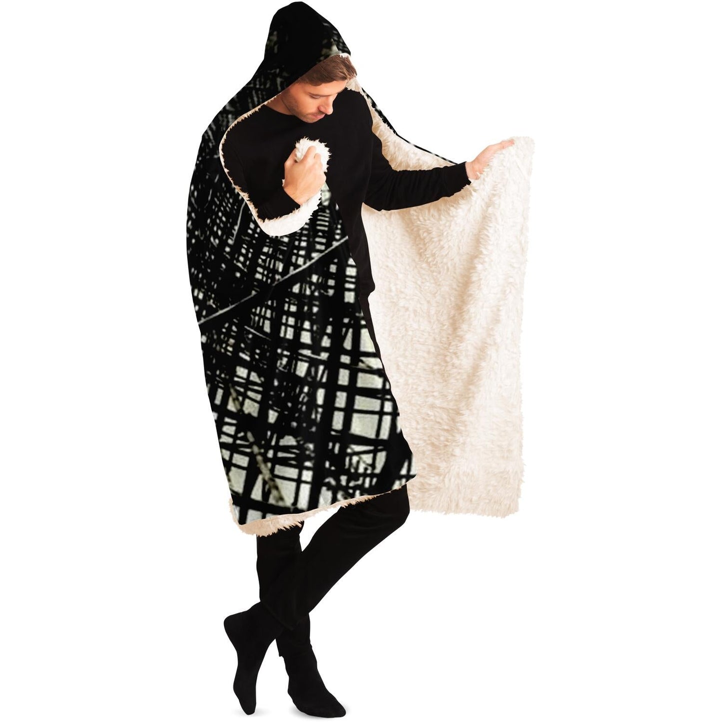 Abstract Pattren Hooded Blanket