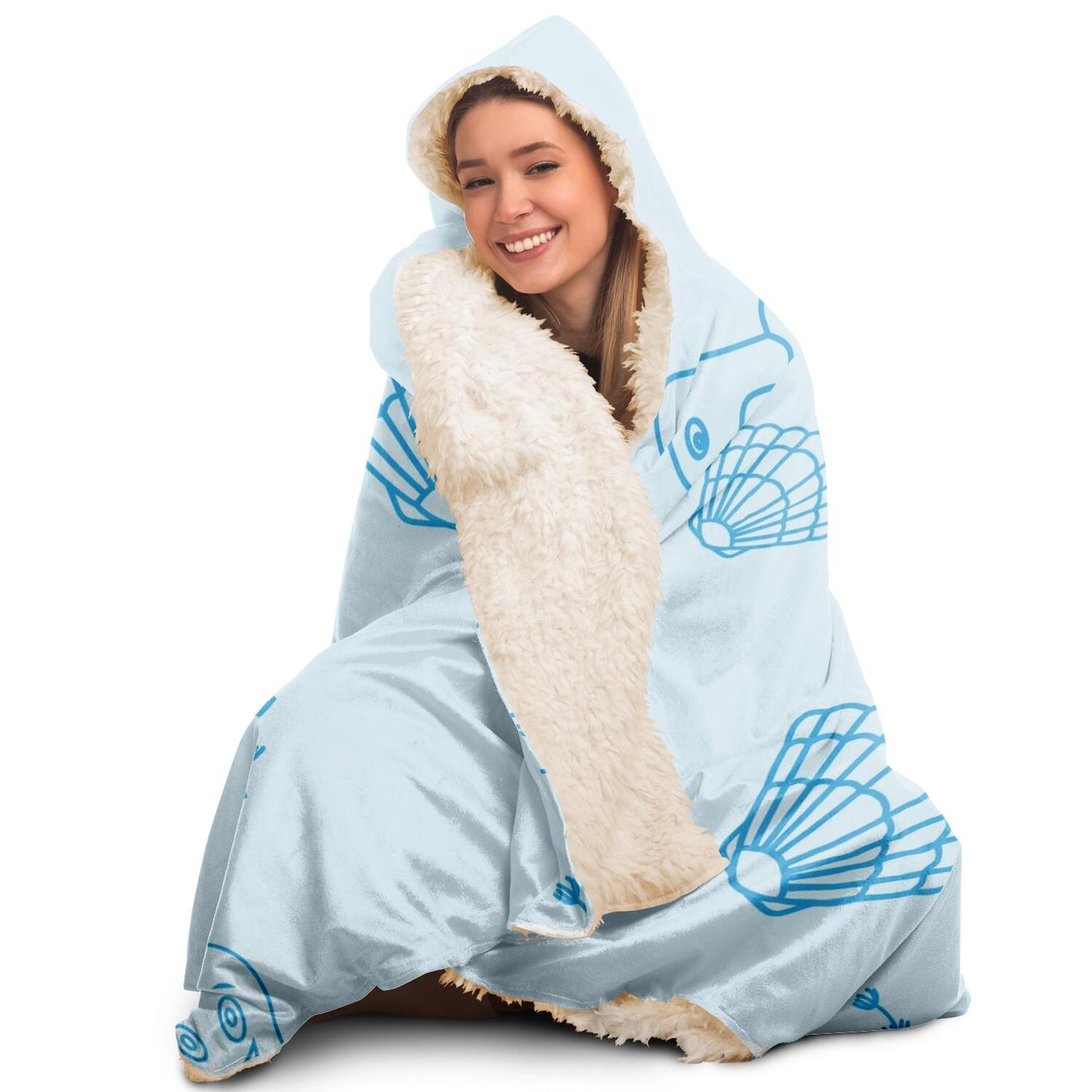 Underwater Pattern Hooded Blanket