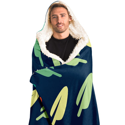 Abstract Leaf Pattern Hooded Blanket