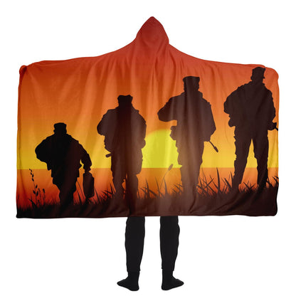 Navy Seal Training Silhouette Hooded Blanket