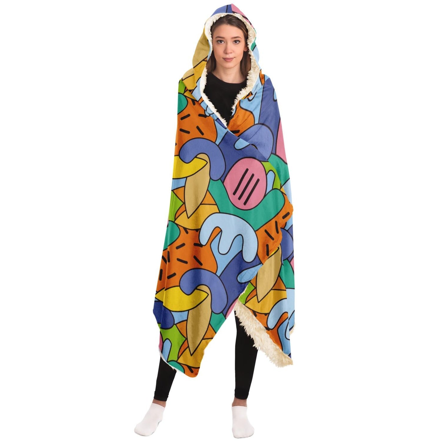 Graphic Pattern Hooded Blanket