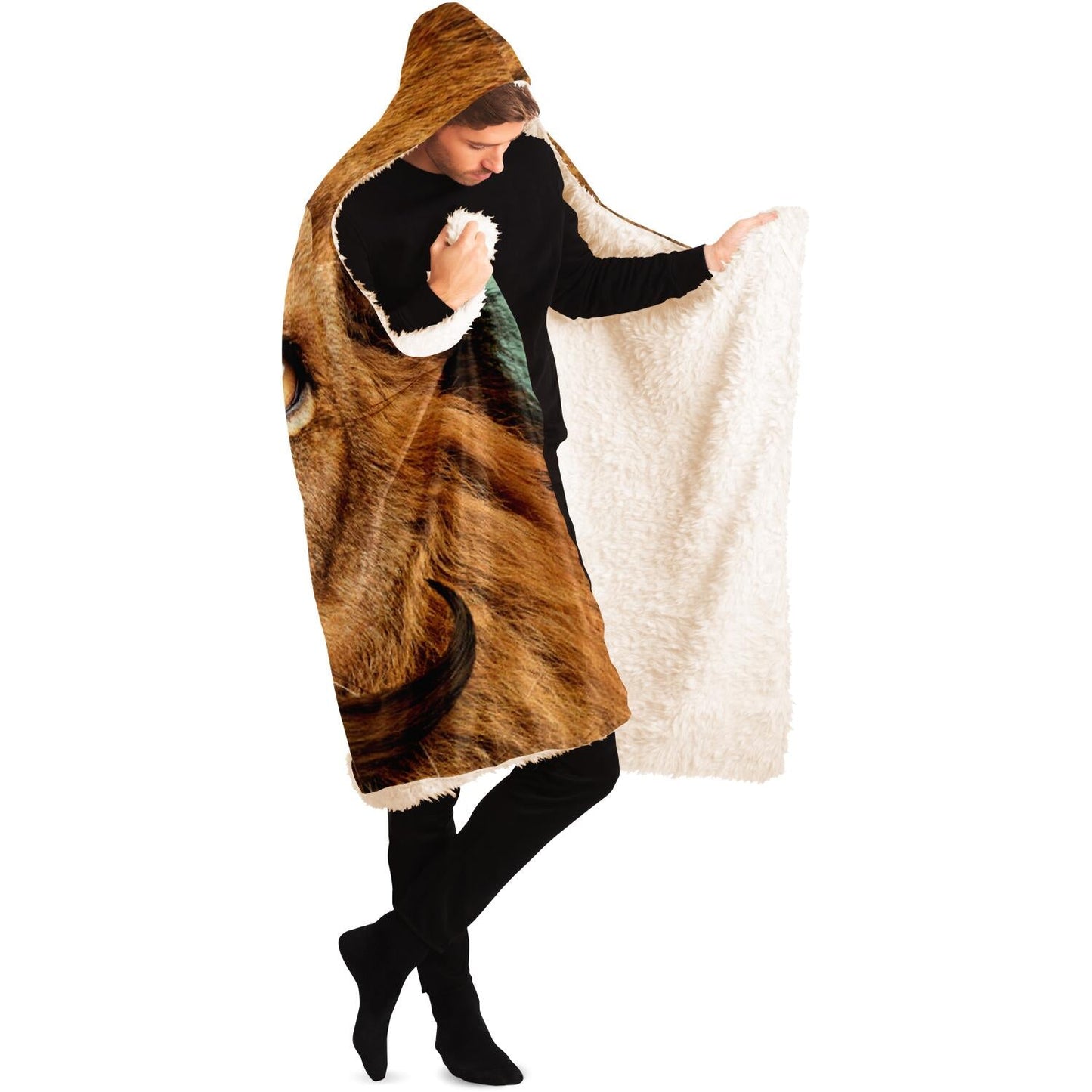 Bearded lion Hooded Blanket