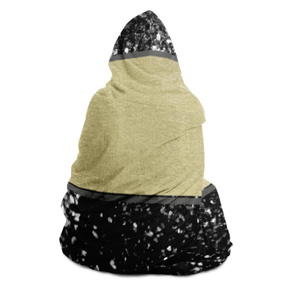 Gold Black Glitter Stripes Pattern Hooded Blanket