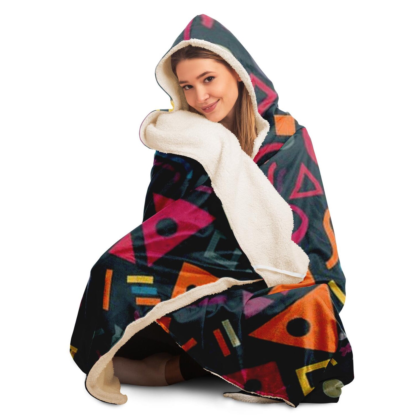 Abstract Pattren Hooded Blanket