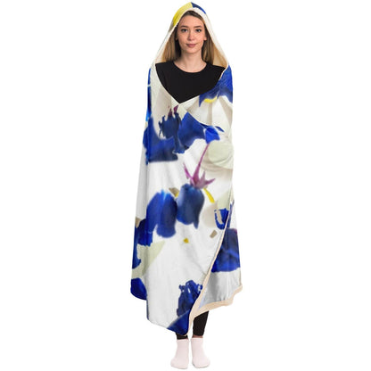 White daisies and blue cyclamens Hooded Blanket