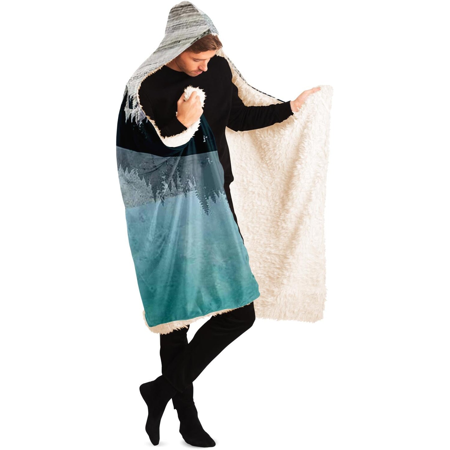 Mountain Sonnet Moonlit Stanza Hooded Blanket