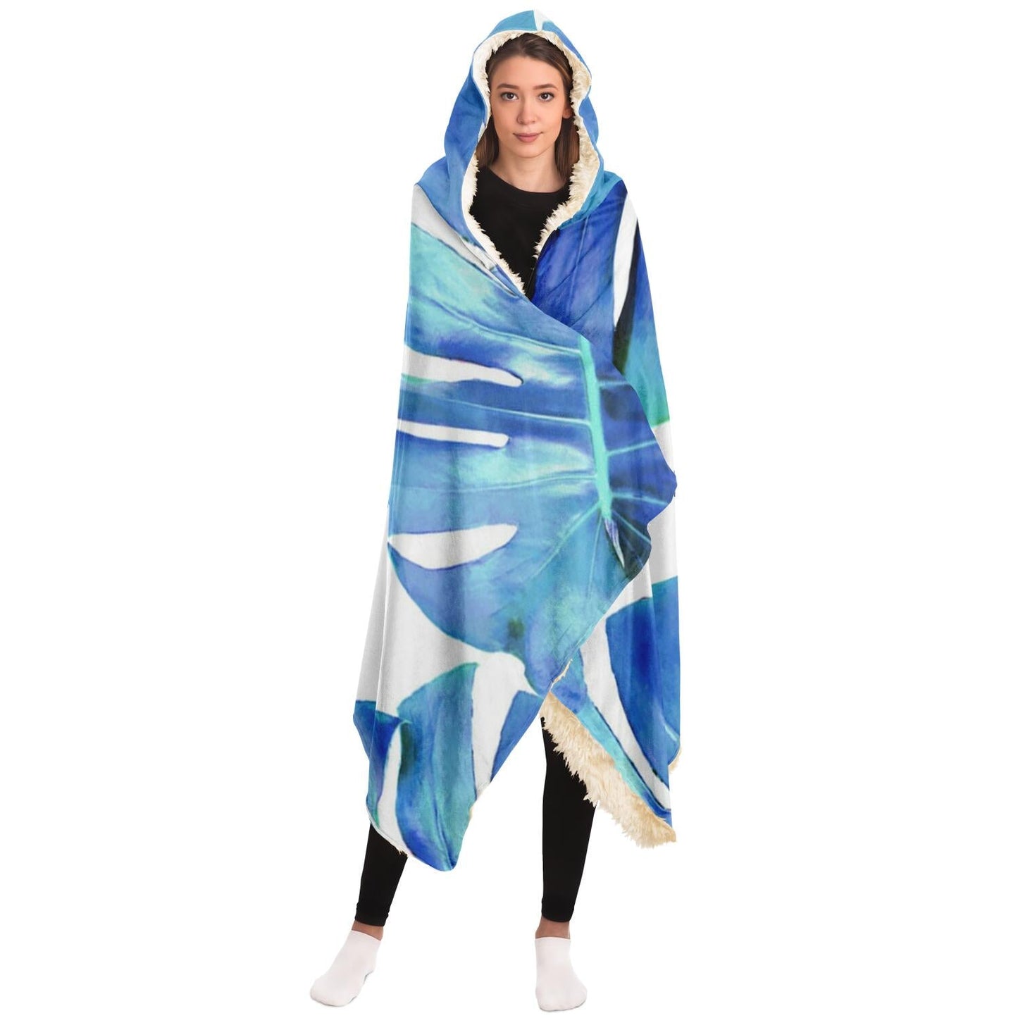 MONSTERA EXOTICA - AZURE Hooded Blanket