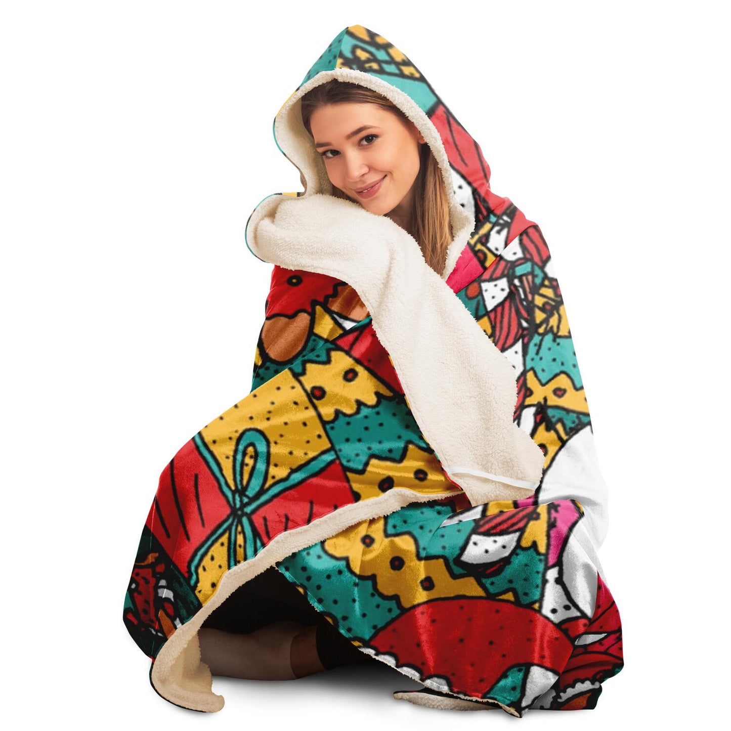 Merry Christmas pattern Poster Hooded Blanket