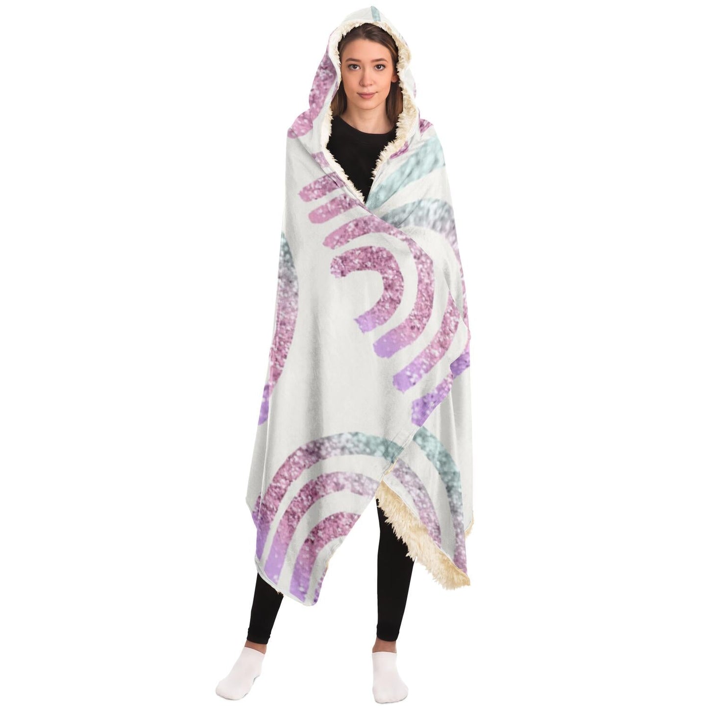 Unicorn Girls Glitter Rainbow Dream Pattern Hooded Blanket