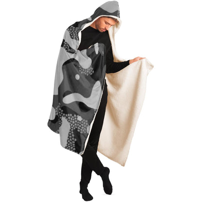 Grey Pattern Camouflage & Mosaic Style Plakat Hooded Blanket