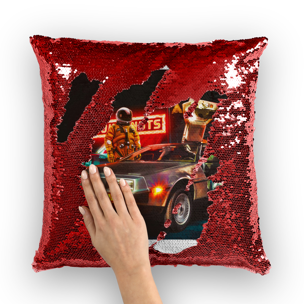 VIRGIN TEEZ Sequin Cover Red / White 237am Sequin Cushion Cover