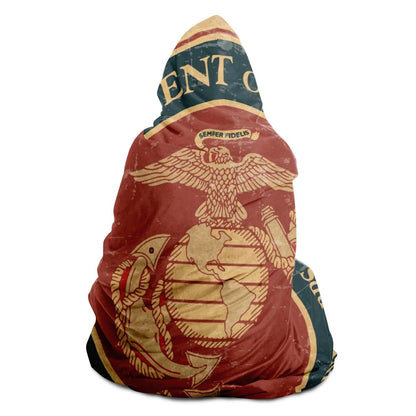 DD Marine Corps Grunge Seal Hooded Blanket