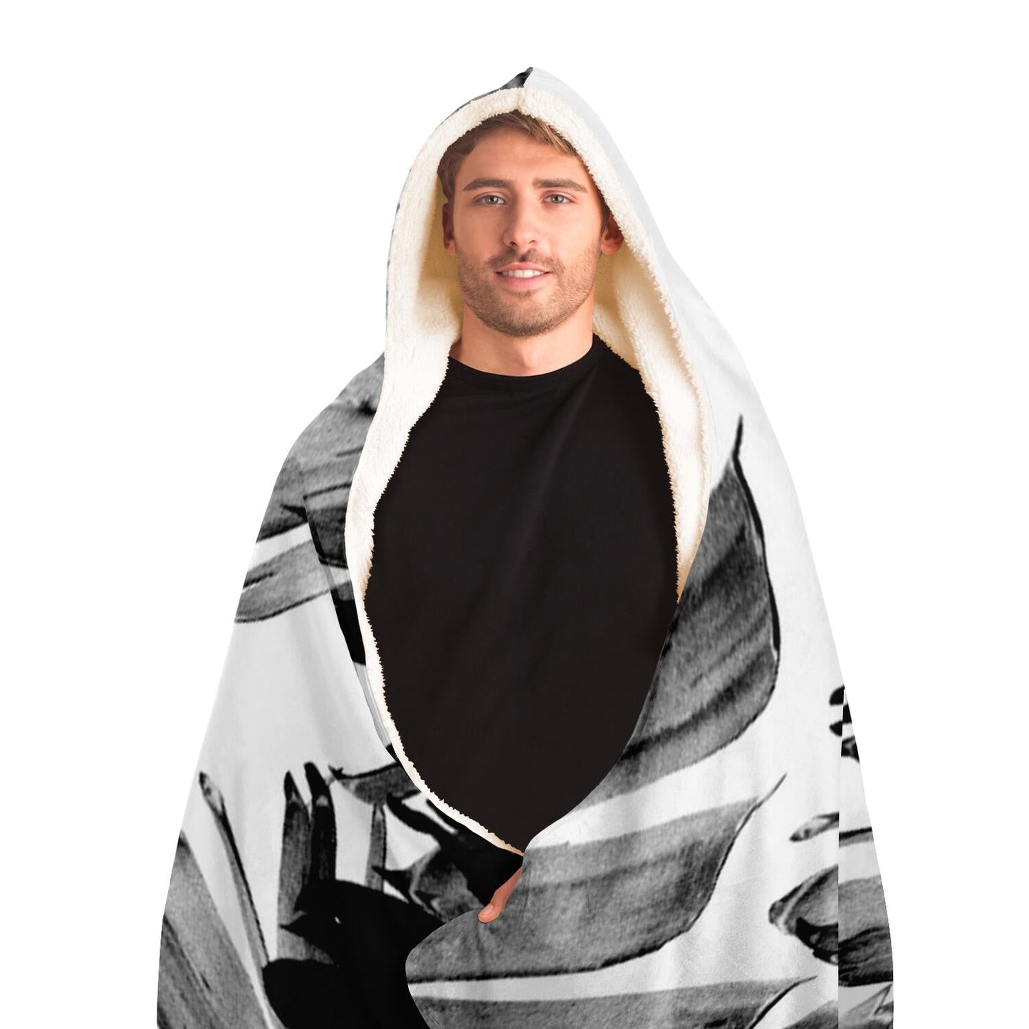 Tropical Banana Leaves Pattern Hooded Blanket