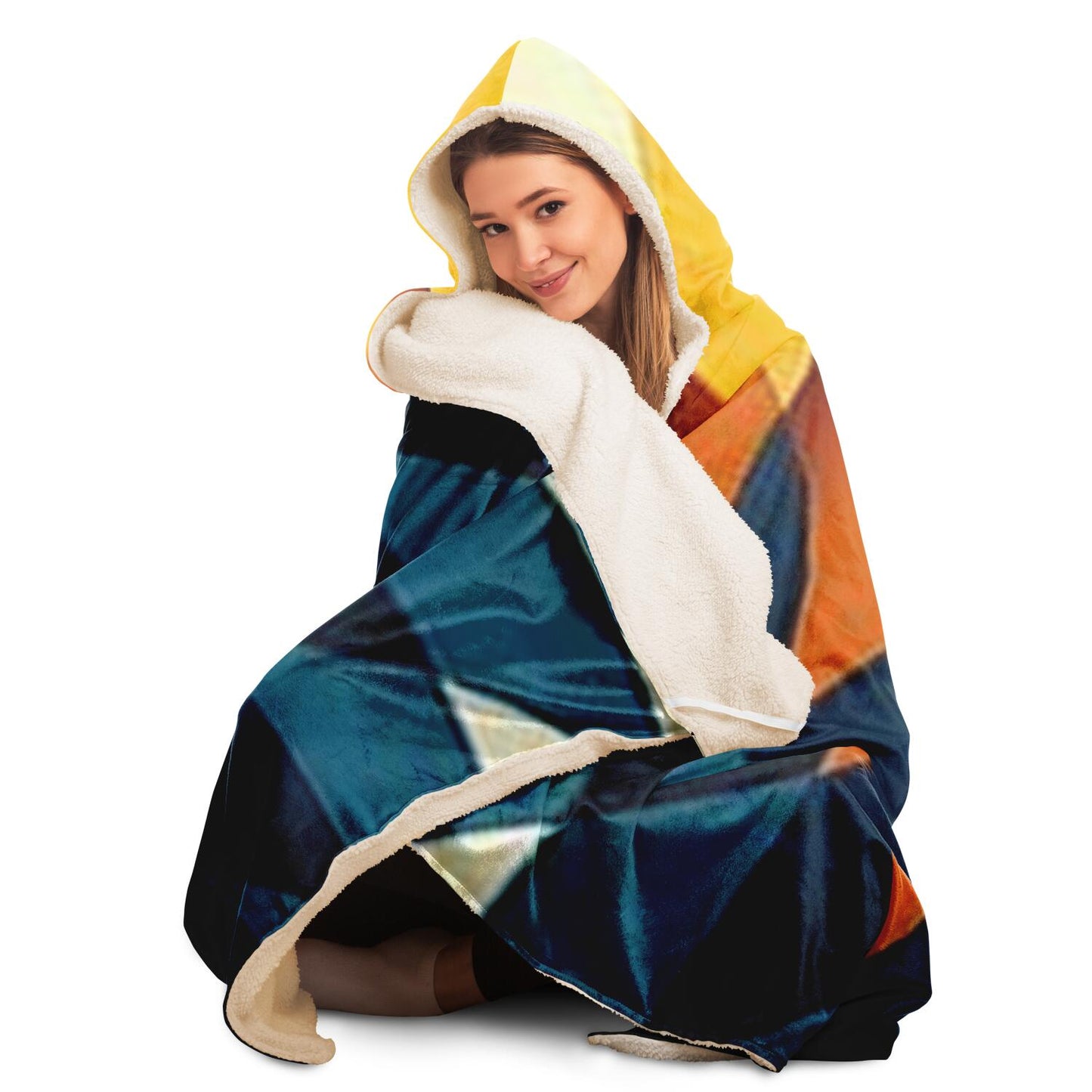 Graphic Pattern Hooded Blanket