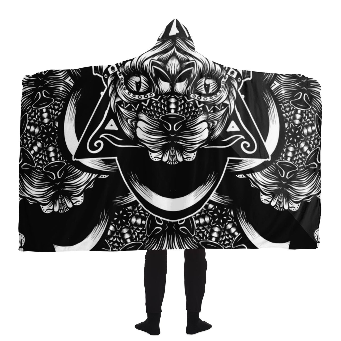 Sphynx Pattern Bw Hooded Blanket