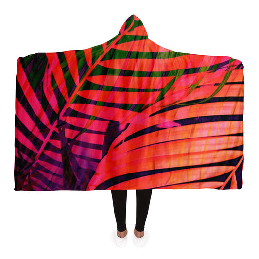 Colourful Tropical Leaves Hooded Blanket