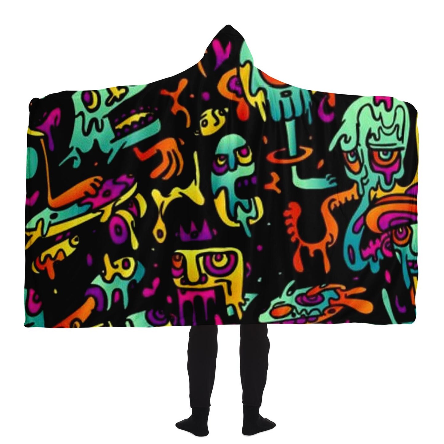 Abstract Pattren Hooded Blanket