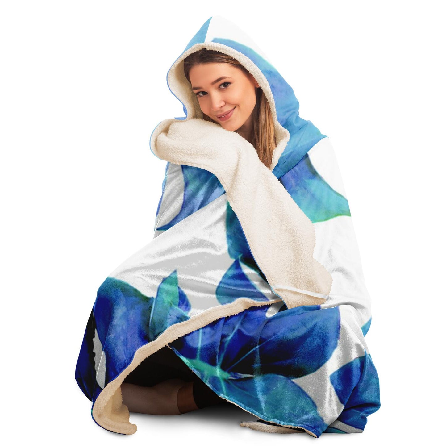 MONSTERA EXOTICA - AZURE Hooded Blanket