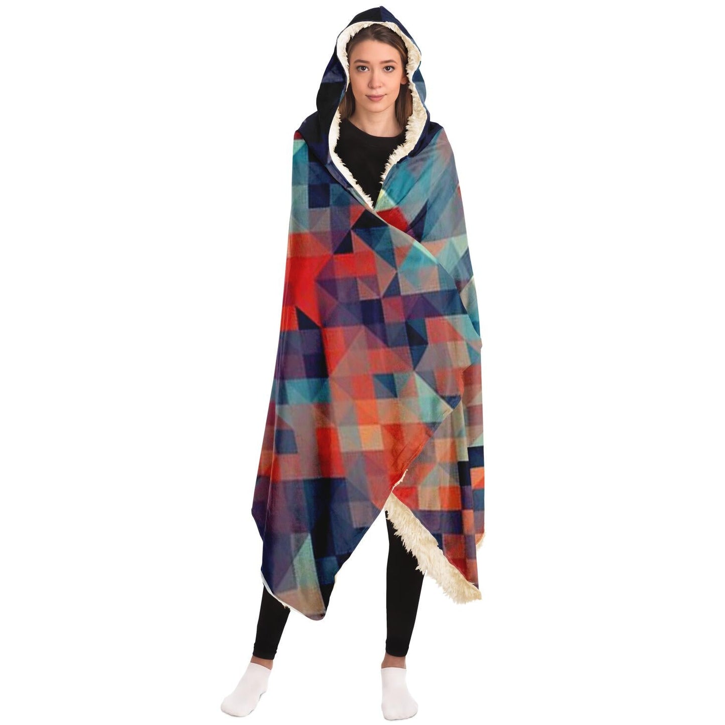 Graphic Pattern Hooded Blanket