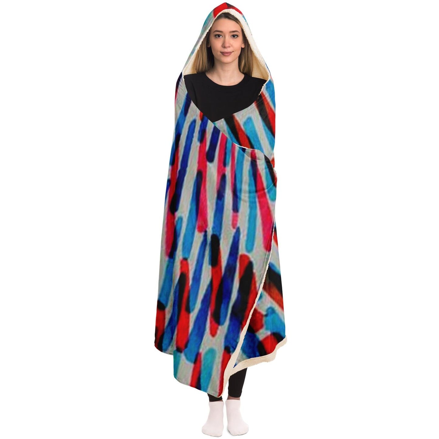 Abstract Pattren Hooded Blanket