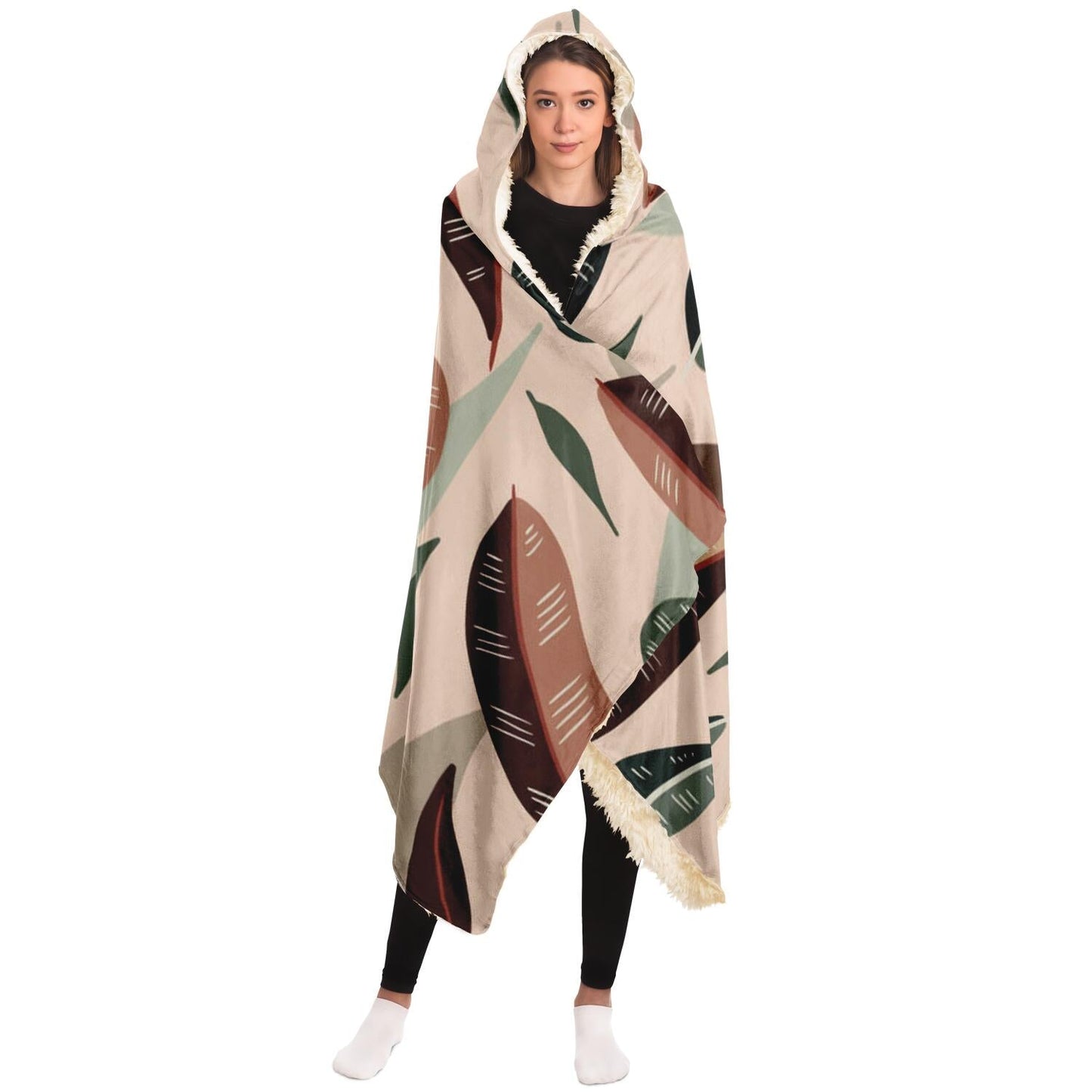 Botanical Leaves fall Hooded Blanket