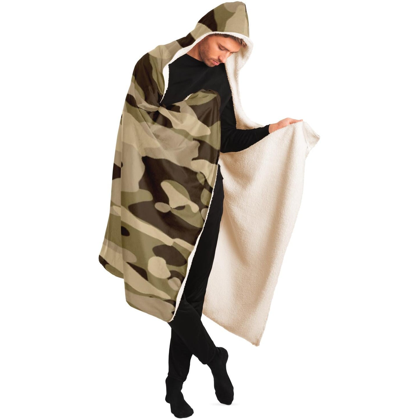 Desert Camouflage Pattern Hooded Blanket