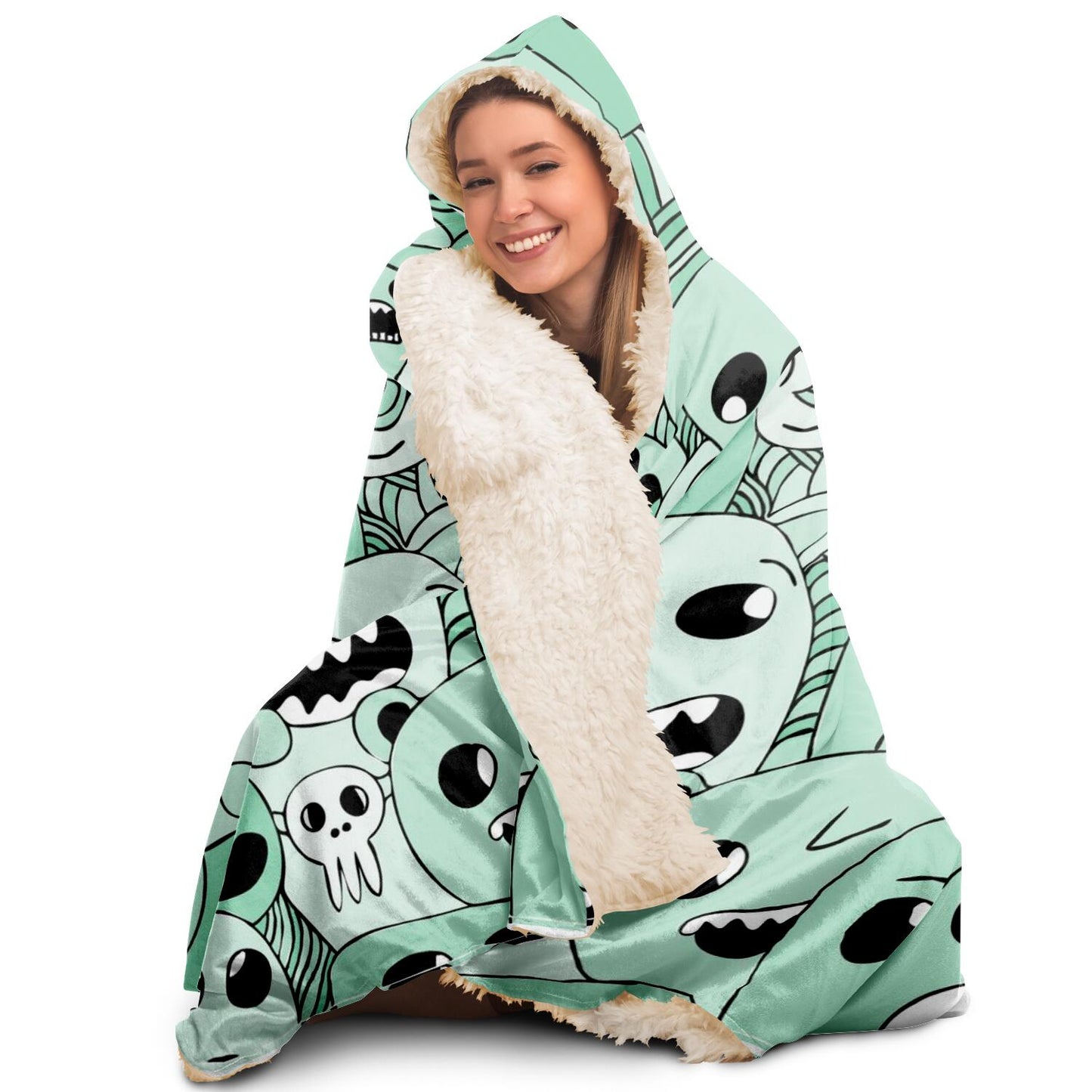 Ghost Pattern Hooded Blanket