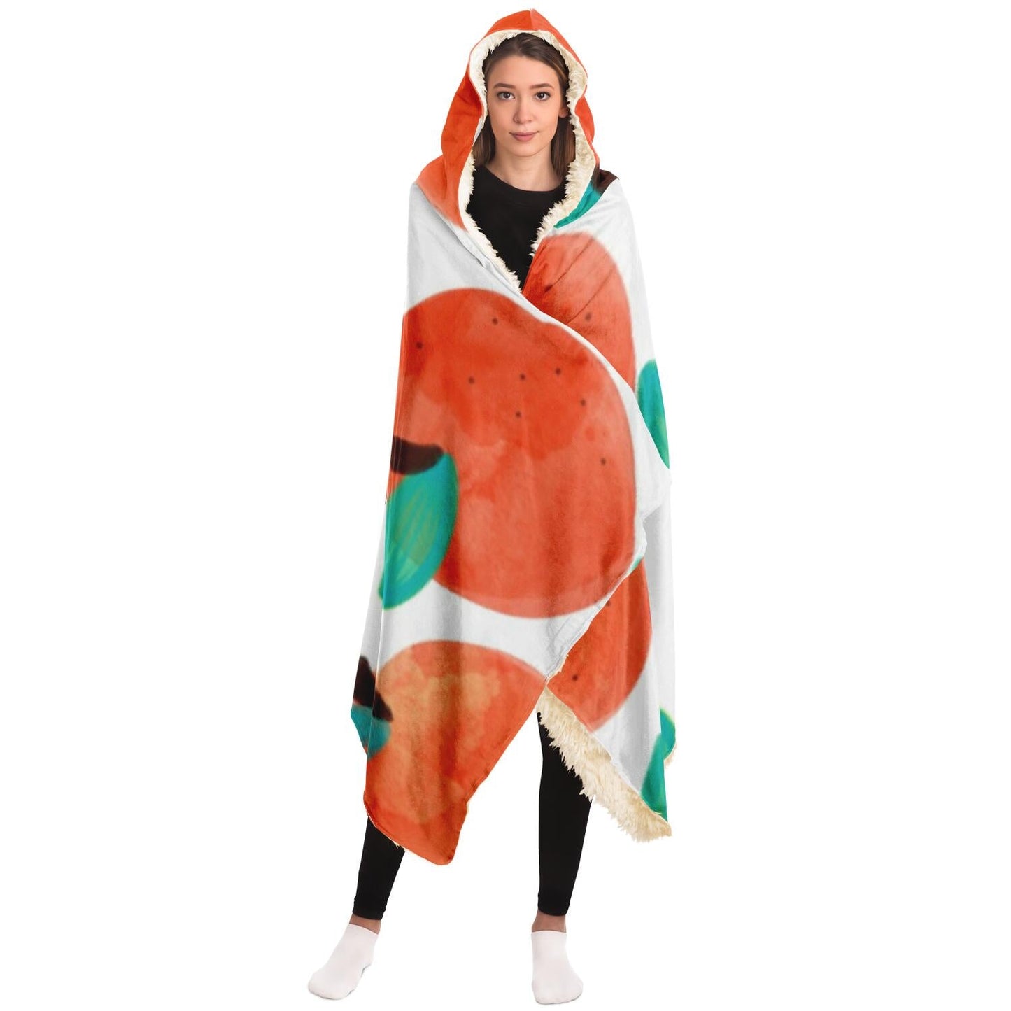 Fruit Pattern Hooded Blanket