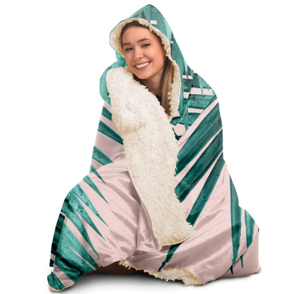 Palm Leaves Blush Vibes Hooded Blanket