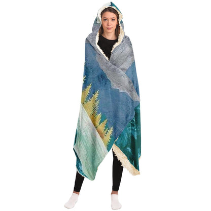 Mountain Sonnet Moonlit Stanza Hooded Blanket