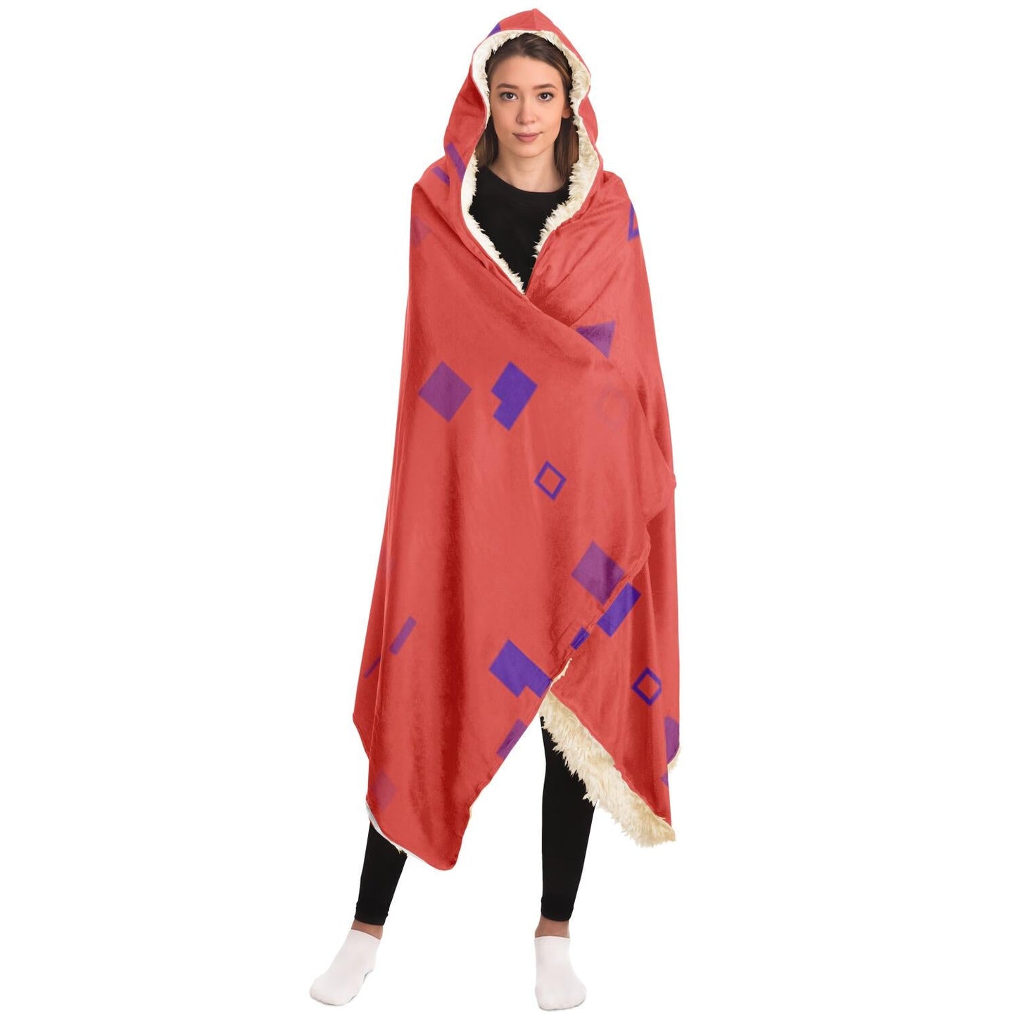 Simple Geometric Pattern Hooded Blanket