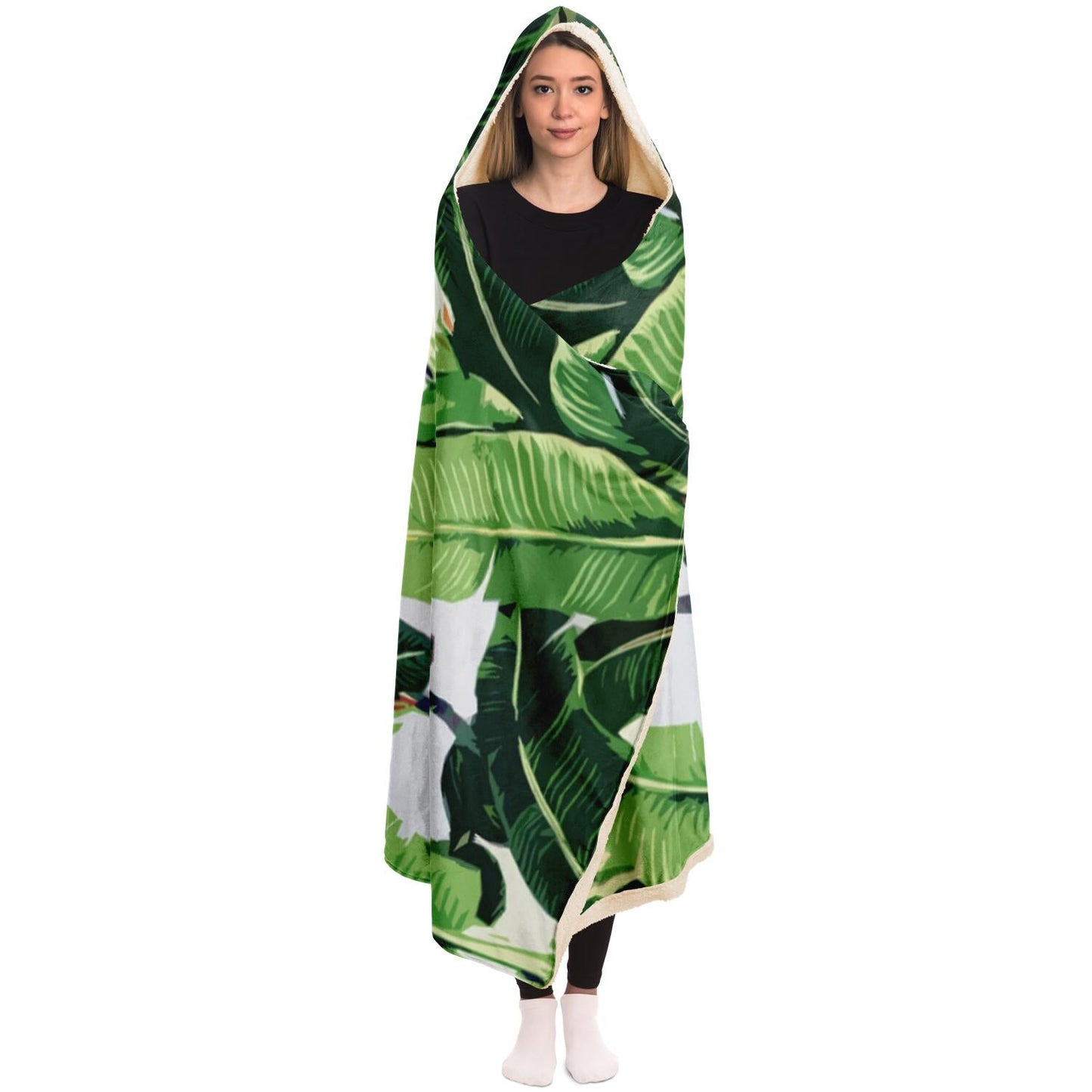 Banana leaves pattern Hooded Blanket