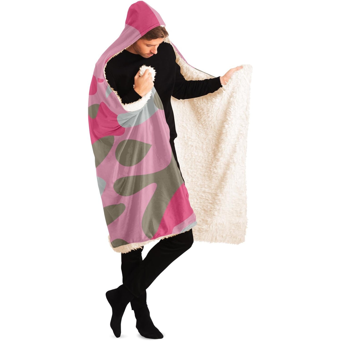 Dark Pink Camo Hooded Blanket