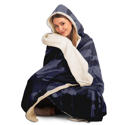 Dark Blue Camouflage Pattern Plakat Hooded Blanket