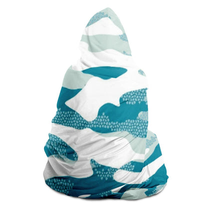 Blue Leaf pattern Hooded Blanket