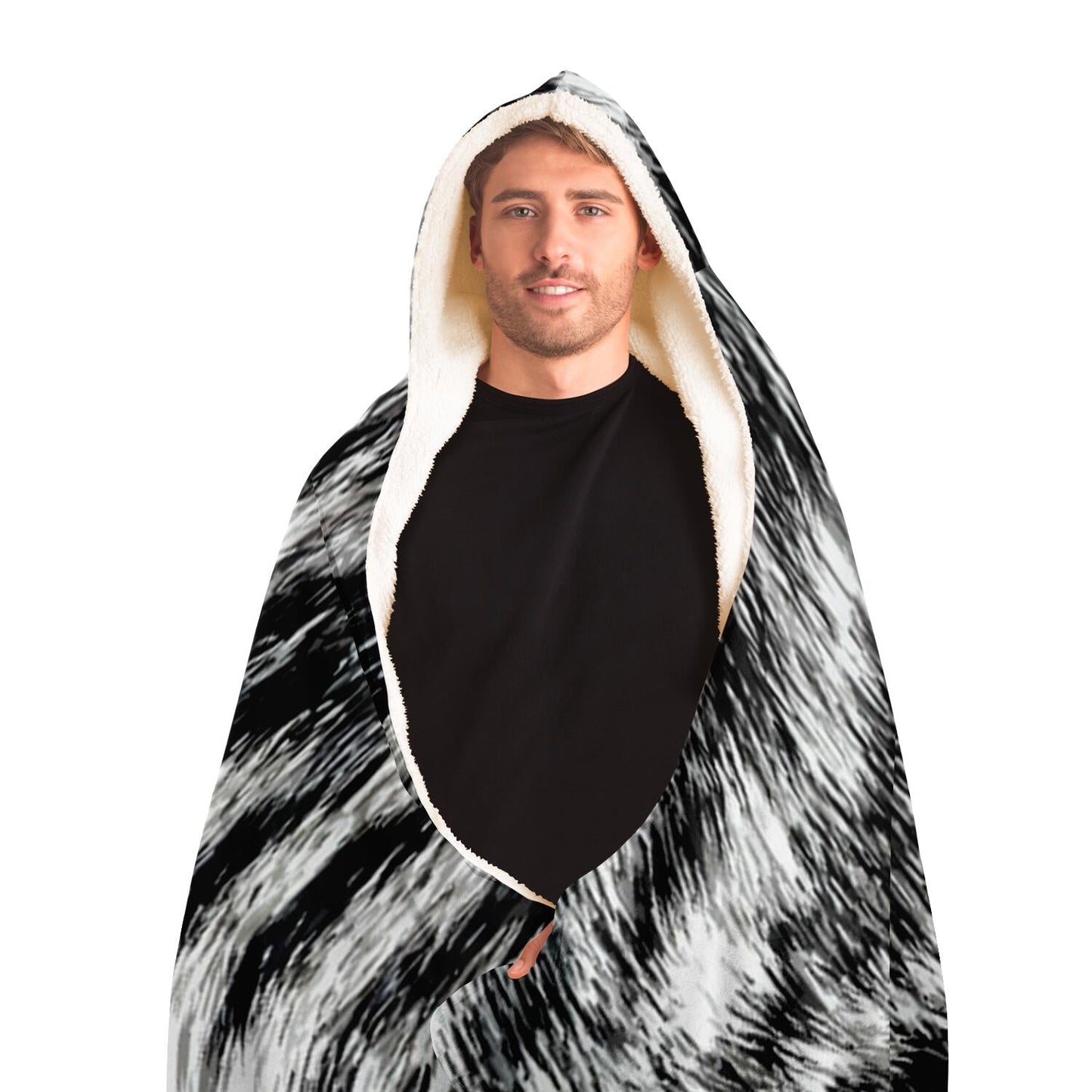 White Bengal Tiger Fur Wildlife Print Pattern Hooded Blanket