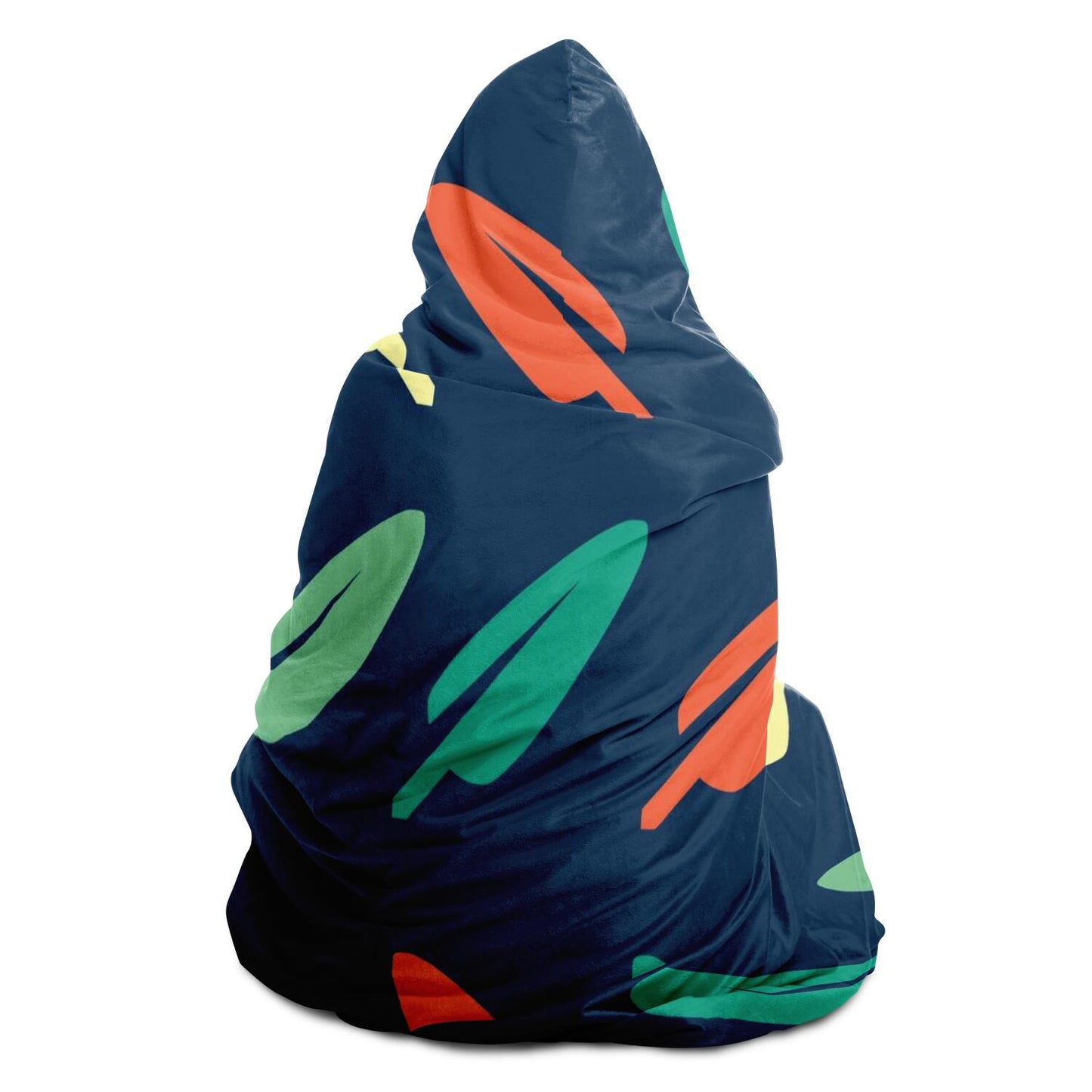 Abstract Leaf Pattern Hooded Blanket