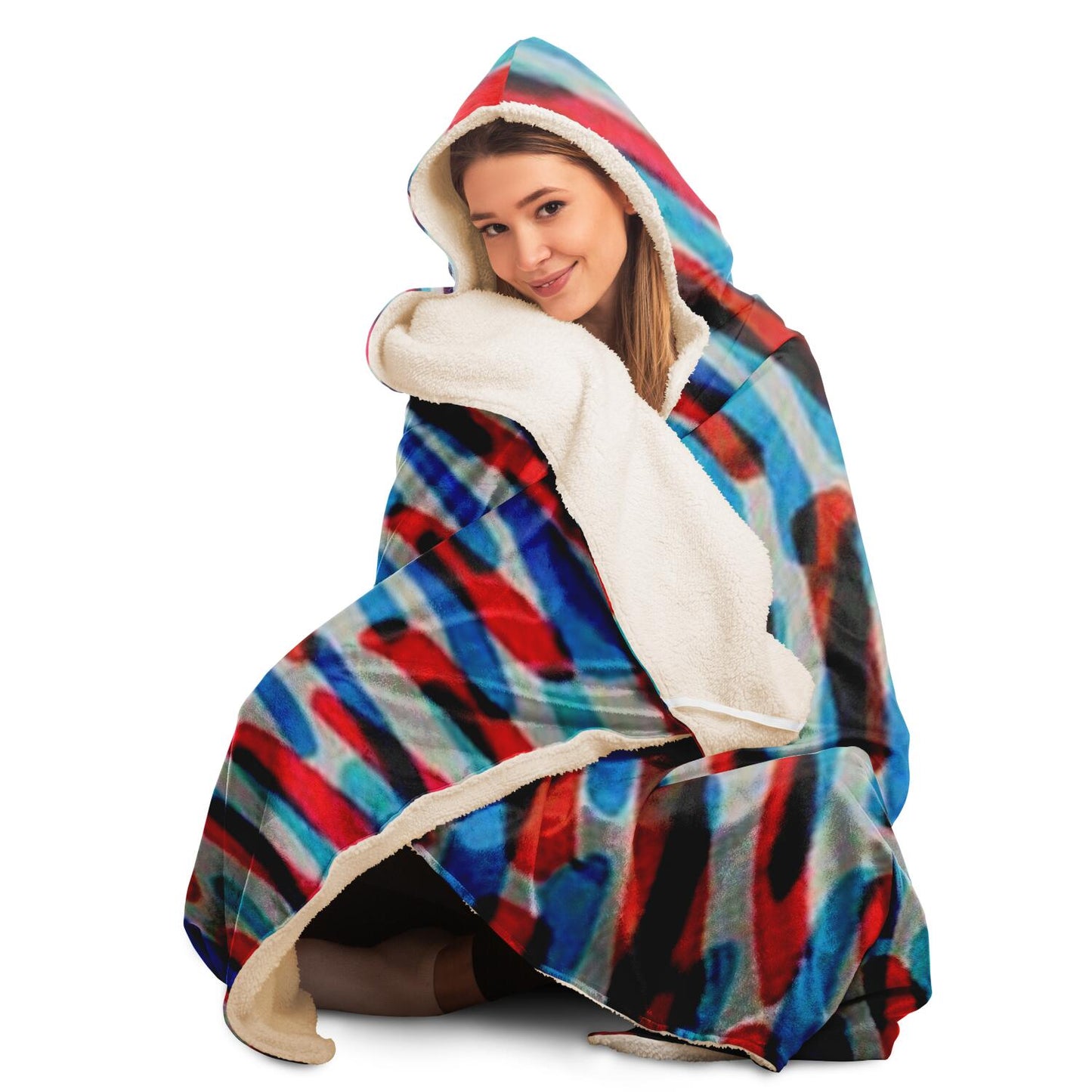 Abstract Pattren Hooded Blanket