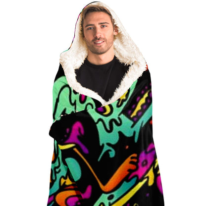 Abstract Pattren Hooded Blanket