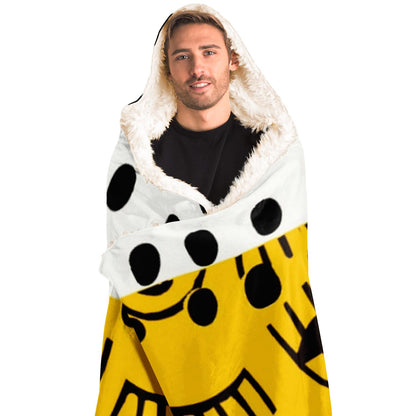 Yellow Traditional Moroccan Pattern Hooded Blanket