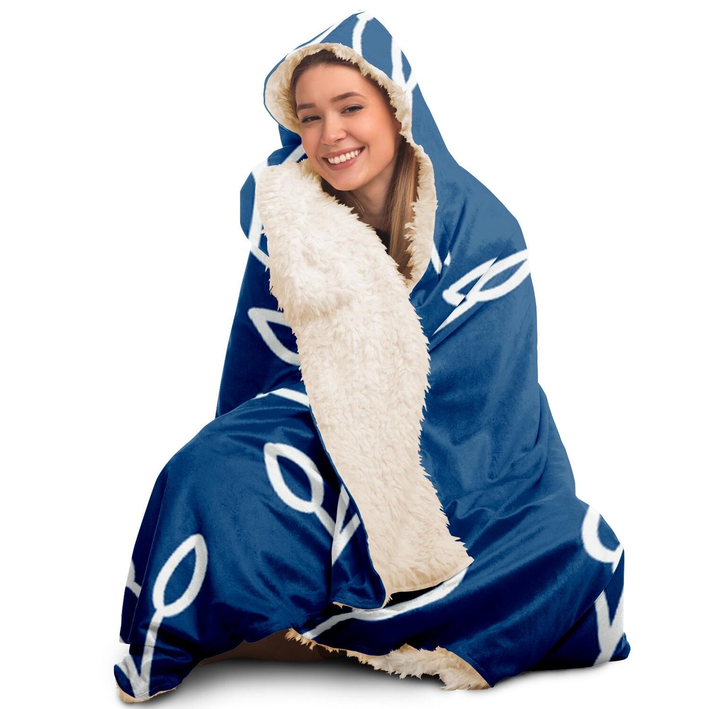 Feeling of lightness Pattern - Blue Poster Hooded Blanket