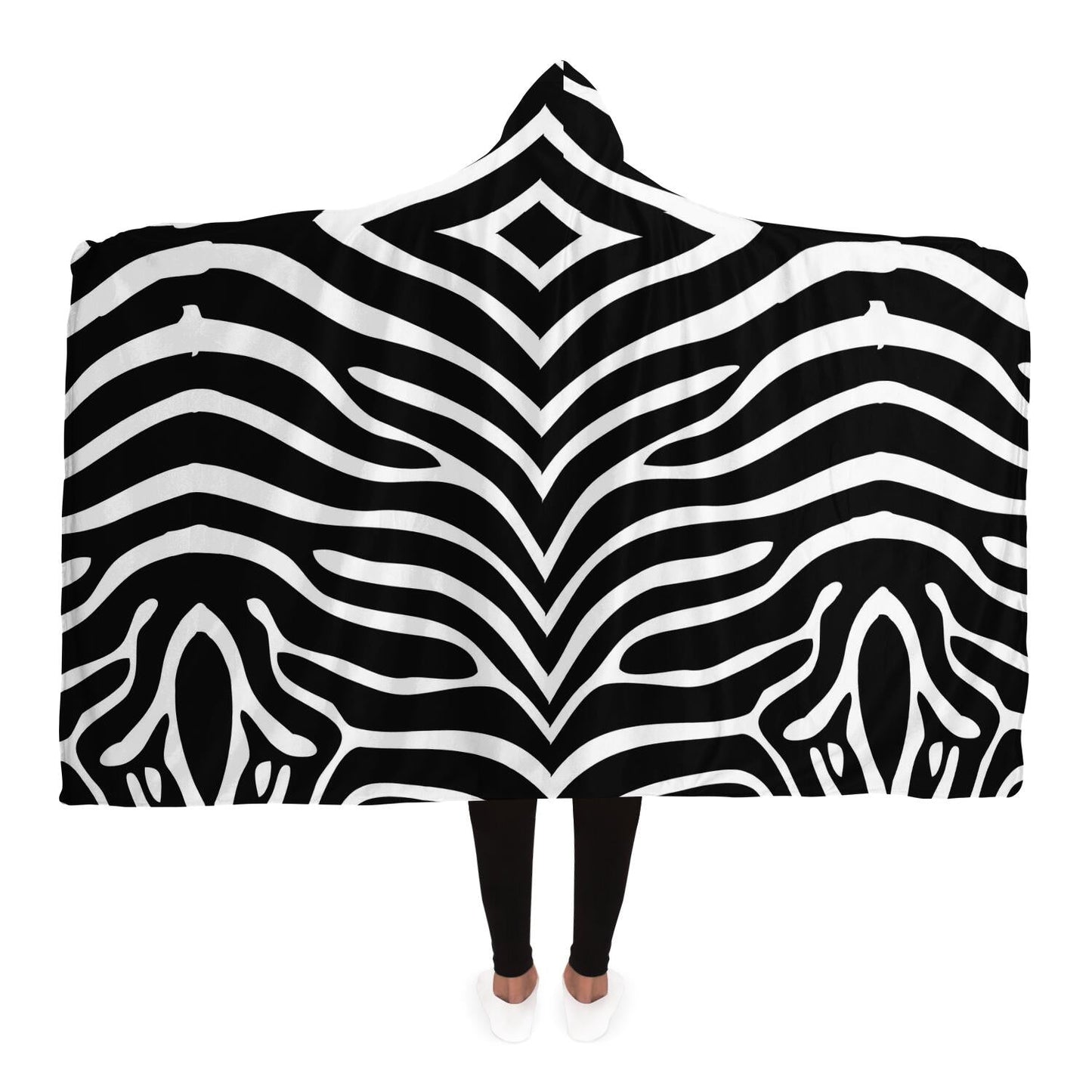 Zebra Pattern Hooded Blanket