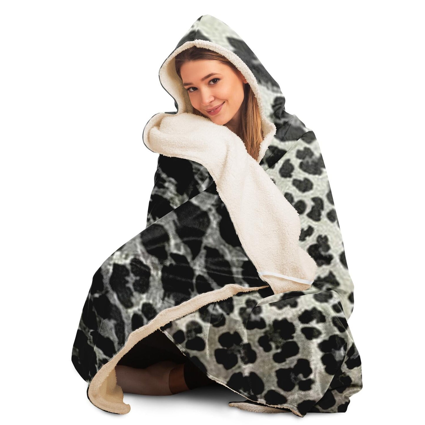 Leopard Pattern Hooded Blanket