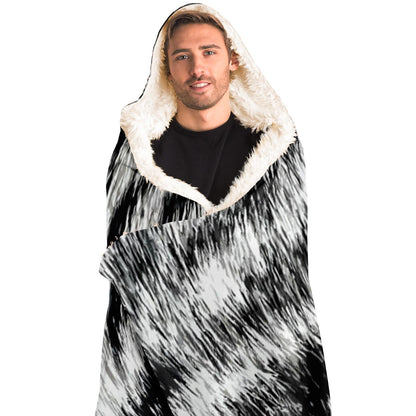 White Bengal Tiger Fur Wildlife Print Pattern Hooded Blanket