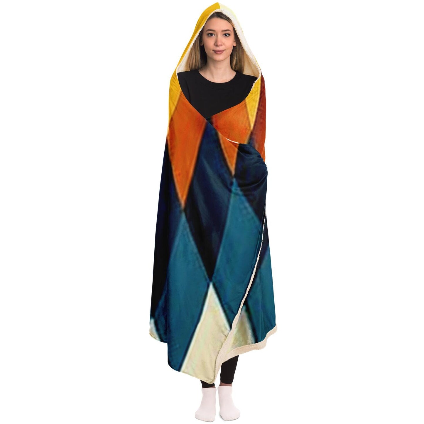 Graphic Pattern Hooded Blanket